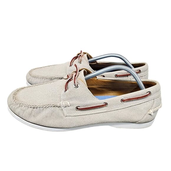 Peter Millar Shoes Mens 12 Tan Canvas Seaside Wash Boat Shoe Slip On main image 4
